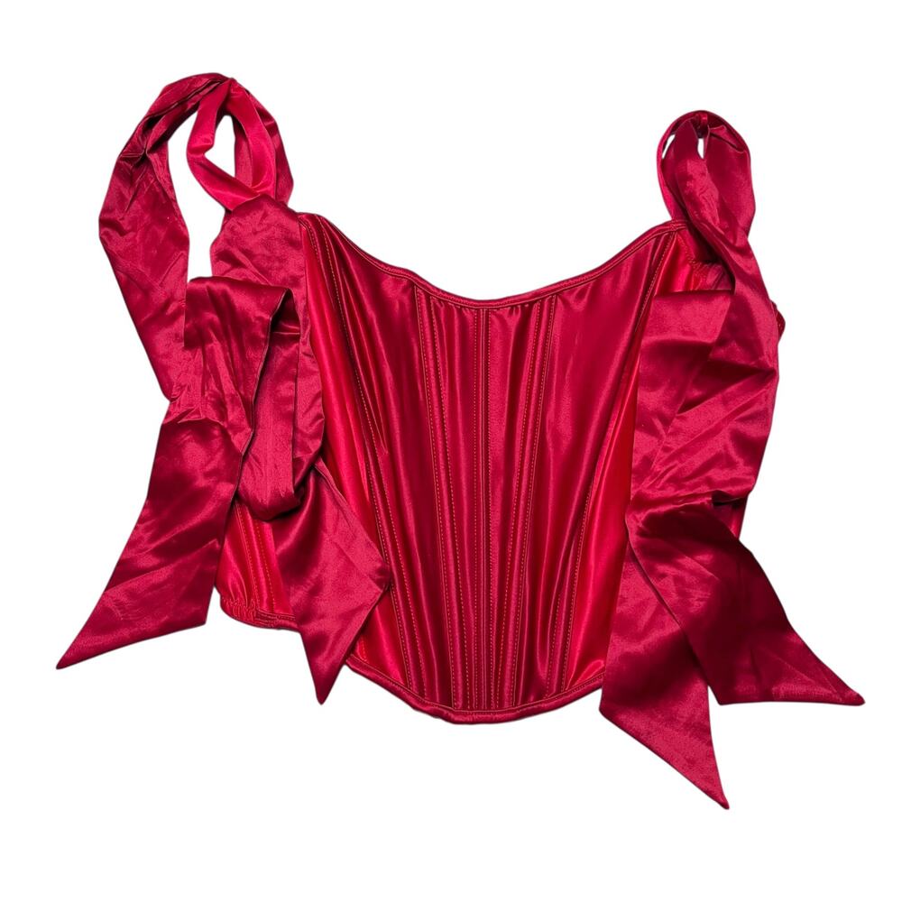 Victoria's Secret Dream Angels Satin Bow-Tied Corset Top Lipstick Red Size Small